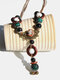 Vintage Multi-shape Beaded Hand-woven Ceramic Beads Alloy Sweater Necklace - #01