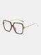 Unisex Metal Resin Full Big Square Frame Anti-blue Light Eye Protection Flat Glasses - Tortoiseshell