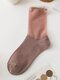 5 Pairs Women Cotton Colorblock Glitter Lace-trimmed Breathable Comfy Tube Socks - Pink