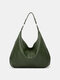 Women PU Leather Large Capacity Vintage Shoulder Bag Handbag Tote - Green