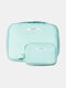 حقيبة مكياج نسائية Dacron Brief كبيرة سعة ثلاثية الطيات ضد للماء حقيبة مستحضرات تجميل غير رسمية - أزرق