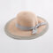 Woman Solid Color Cotton With Linen Bow Travel Holiday Sun Seaside Hat - Pink