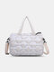 Women Fashion Nylon Cotton Stuffing Large Capacity Tote Shoulder Crossbody Bag Handbag - White
