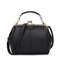 Women Vintage Hasp Bucket Bags PU Leather Crossbody Bags - Black