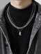 2 Pcs Trendy Fashion Hip-hop Multi-layers Capital Alphabet Letter Shape Titanium Stainless Steel Necklace - I