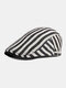 Men & Women Cotton Stripes Pattern Casual Fashion Breathable Forward Hat Flat Hat - White