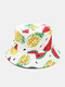 यूनिसेक्स कपास फल पैटर्न मुद्रित दो तरफा पहनने योग्य फैशन बाल्टी टोपी - #03