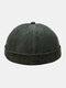 Unisex Cotton Cartoon Fish Pattern Embroidery Washed Brimless Beanie Landlord Cap Skull Cap - Green