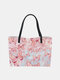 Women PU Leather Large Capacity Floral Cat Butterfly Printing Cute Handbag Shoulder Bag Bucket Bag Tote - #02