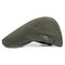 Mens Cotton Solid Color Beret Cap Sunshade Hat Casual Outdoors Peaked Forward Cap Adjustable Hat - Green