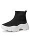 Large Size Women Casual Knitted Socks Shoes Comfy Chunky Sneaker Shoes - Black