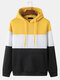 Mens Colorblock Stitching Letter Print Preppy Overhead Drawstring Hoodies - Yellow
