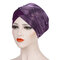 Women Pearl Bright Lace Beanie Hat Colorblock Hat Chemotherapy Cap - Purple