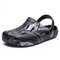 Men Closed Toe Printed Outdoor Beach Water Hole Sandals - Black