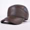 Men's Hat Cap Warm Ear Protection Leather Hat Cotton Hat Thickening - Dark Brown