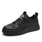 Men Breathable Stitching Non Slip Lace Up Casual Sneakers Sport Shoes - Black