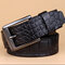 رجال الأعمال التمساح نمط الطبقة الأولى من حزام جلد الترفيه جلد طبيعي دبوس مشبك الحزام - أسود