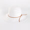 Woman Multi-color Openwork Petal Pattern Summer Sunscreen Woven Straw Hat - White