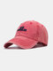 Unisex Washed Distressed Cotton 3D Letter Embroidery All-match Sunscreen Baseball Cap - Red
