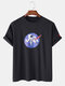 Mens 100% Cotton Spaceman Printed Short Sleeve Graphic T-Shirt - Black