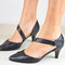 Women's Large Size Retro Casual Solid Color Pointed Toe Low Heels - Black