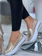 Comode scarpe da ginnastica casual con punta tonda da donna di grandi dimensioni - Oro