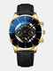 Decorated Pointer Men Business Watch Calendar Stainless Steel Leather Quartz Watch - #25