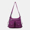 Women Waterproof Multi-Carry Multi-pocket Solid Crossbody Bag Backpack - Purple