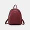 Women Casual Solid Large Capacity Backpack - Wine Red
