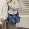 Men Ins Large Capacity Fashion Nylon Crossbody Bag Shoulder Bag - Blue+Ornament