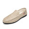 Men Casual PU Business Soft Soled Slip On Driving Loafers Shoes - Beige