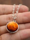 Trendy Personality Universe Planet Time Gem Double Sided Glass Ball Pendant Alloy Chain Necklace - Mars