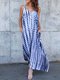 Sexy Printed Strap V-Neck Maxi Dress For Women  - Light Blue