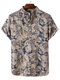 Camisas de lino de algodón floral para hombre - azul