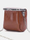 Genuine Leather Metal Buckle Design Crossbody Bag Phone Bag Coin Purse - Brown
