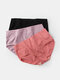 Women Solid Color Soft High Waist 3Pcs Cotton Antibacterial Hip Lifting Panties - #01