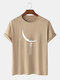 Mens 100% Cotton Space Astronaut Print Crew Neck Short Sleeve T-Shirt - Khaki