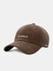 Unisex Corduroy Letter Numbers Pattern Embroidery All-match Breathable Baseball Cap - Coffee