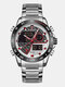 Full Steel Dual Display Watch Waterproof Luminous Display Men Quartz Watch - White