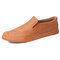 Men Microfiber Leather Rubber Toe Cap Slip On Casual Trainers - Brown
