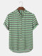 Mens Argyle Pattern Half Button Short Sleeve Henley Shirts - Green