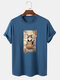 Camisetas de algodón de manga corta gráficas de tallarines japoneses para hombre Gato - azul