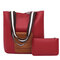 2 PCS/Set Women PU Leather large Capacity Handbags Casual Pure Color Wallet - Red