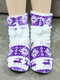 Women Christmas Deer Fluffy Ball Decor Soft Comfy Warm Home Shoes - Purple