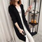  Women's Long Loose Color Knit Cardigan Outside The New Pocket Long-sleeved Blouse - Black