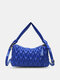 Women Vinatge Faux Leather Wave Pattern Solid Color Crossbody Bag Shoulder Bag - Blue