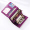 Women Plain Trifold Wallet Card Holder Coin Purse Phone Bag - Purple