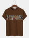 Mens Ethnic Pattern Crew Neck Casual Short Sleeve T-Shirts - Brown
