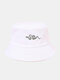 Unisex Cotton Snake Pattern Print Simple Versatile Sunscreen Bucket Hat - White