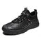 Men Breathable Lace-Up Slip Resistant Brief Outdoor Hiking Shoes - Black